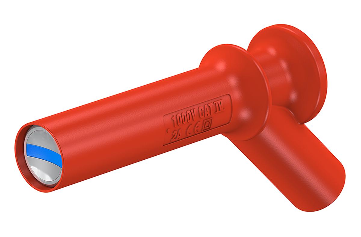 Staubli Red, Male to Female Test Connector Adapter and Nickel Plated - Socket Size: 4mm