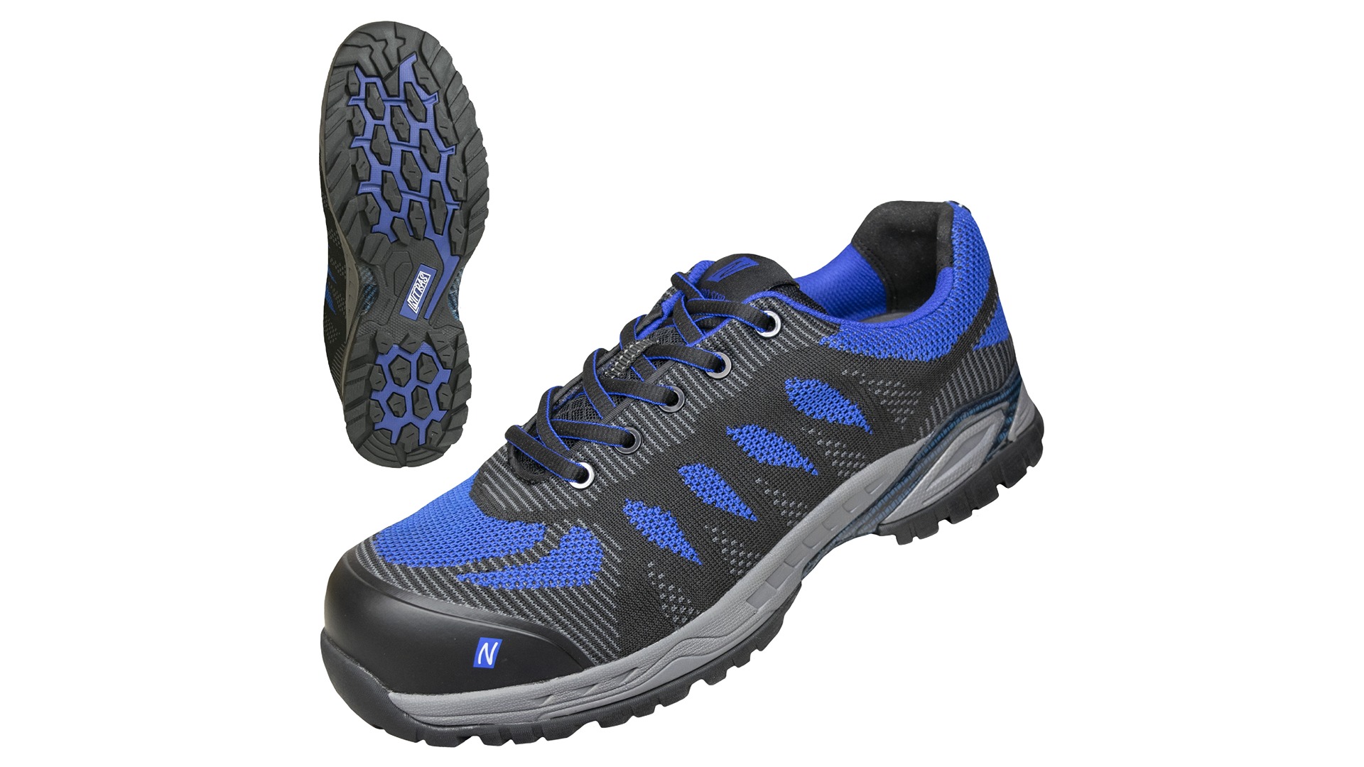 NITRAS SAFETY 7413 Unisex Black, Grey Fibreglass Toe Capped Safety Shoes, UK 8.5, EU 42