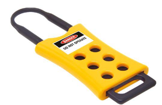RS PRO Black, Yellow 6-Lock ABS, Nylon Hasp Lockout, 7.25mm Shackle, 45mm Attachment