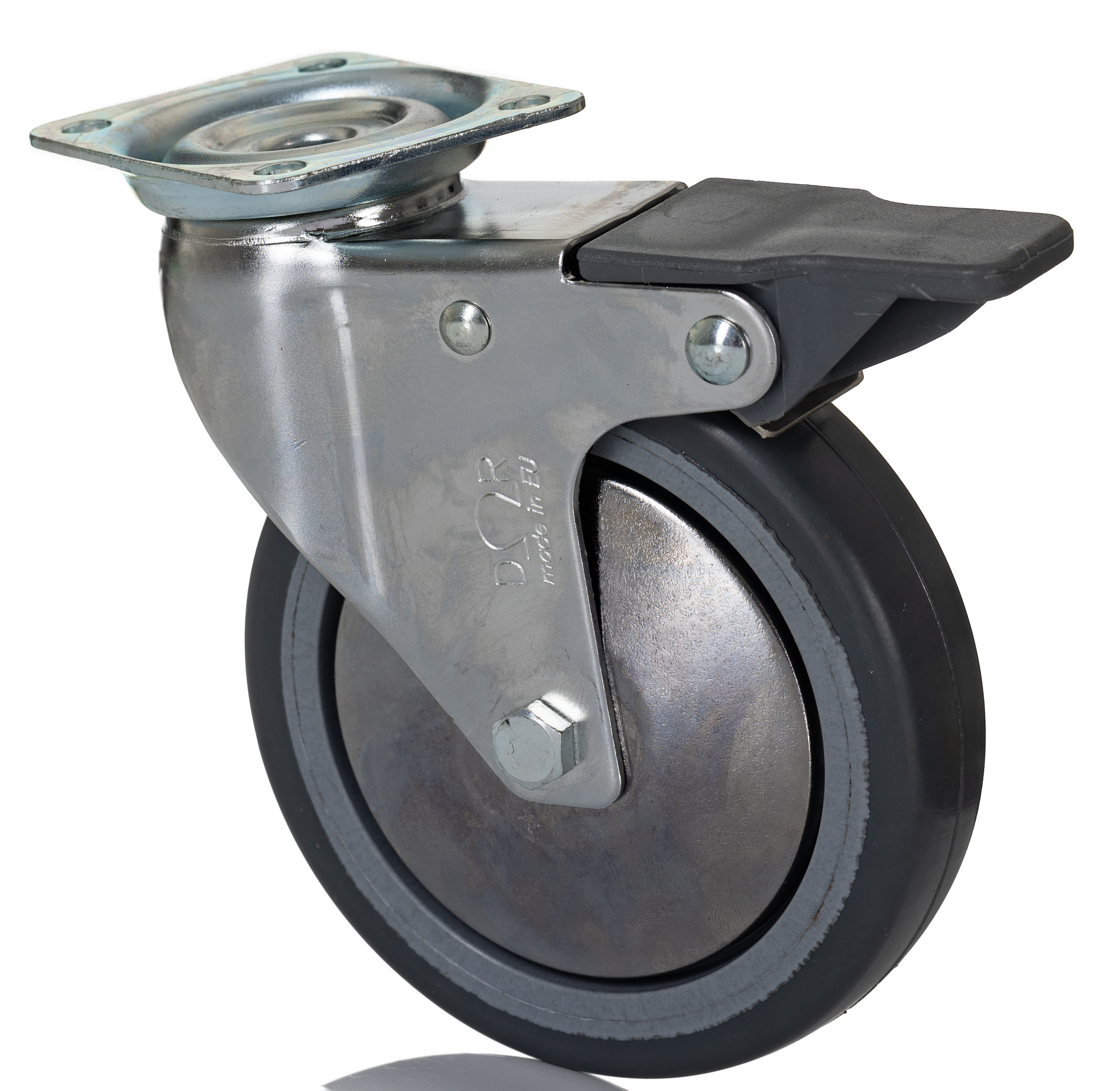 RS PRO Braked Swivel Castor Wheel, 60kg Capacity, 100mm Wheel