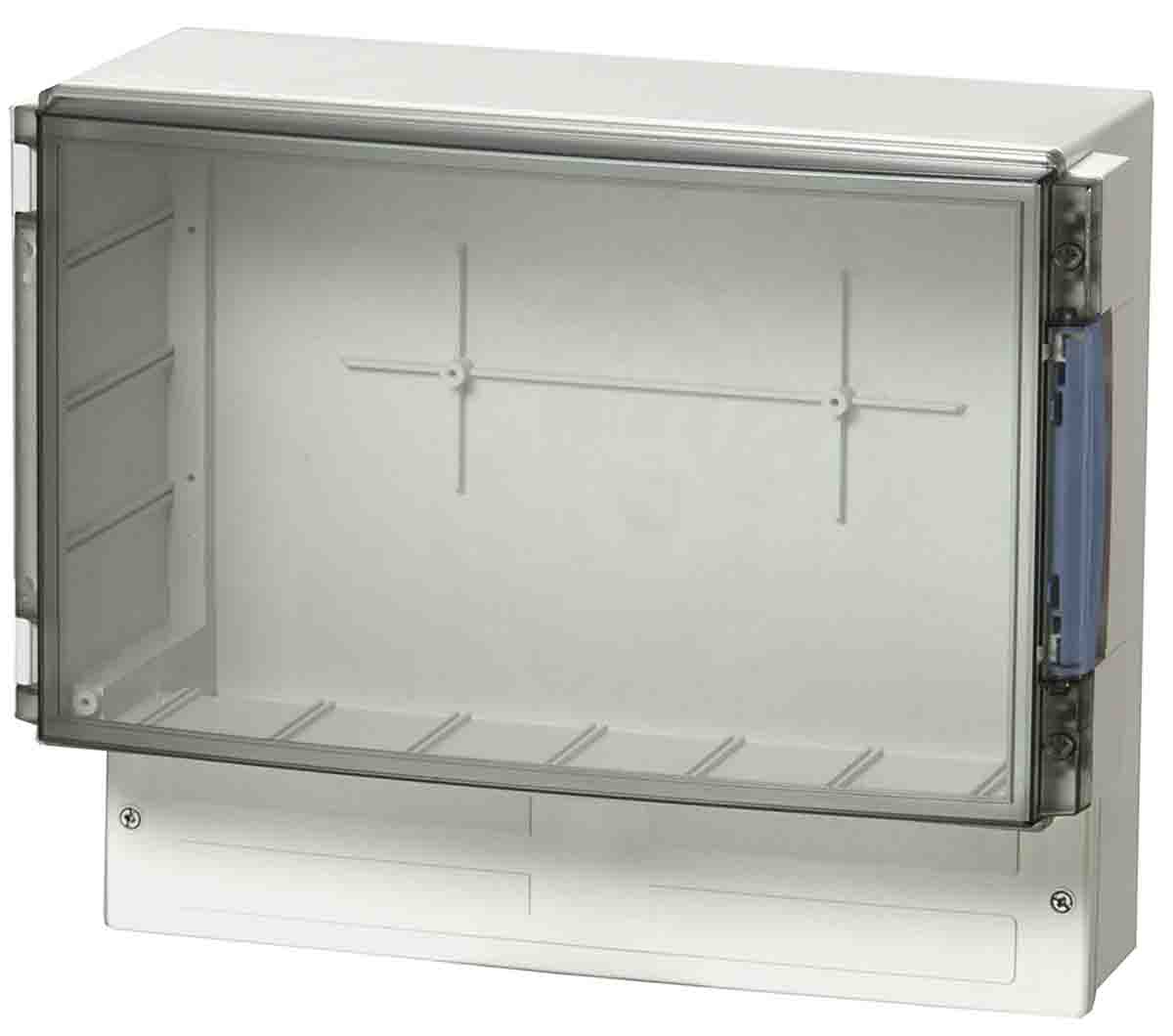 Fibox Grey ABS Enclosure, IP65, IK07, Smoked Grey Lid, 390 x 316 x 167mm