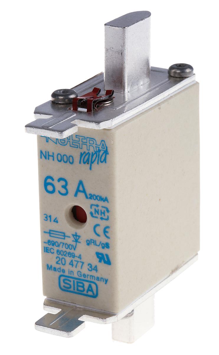 SIBA 63A NH Fuse, NH000, 690V ac