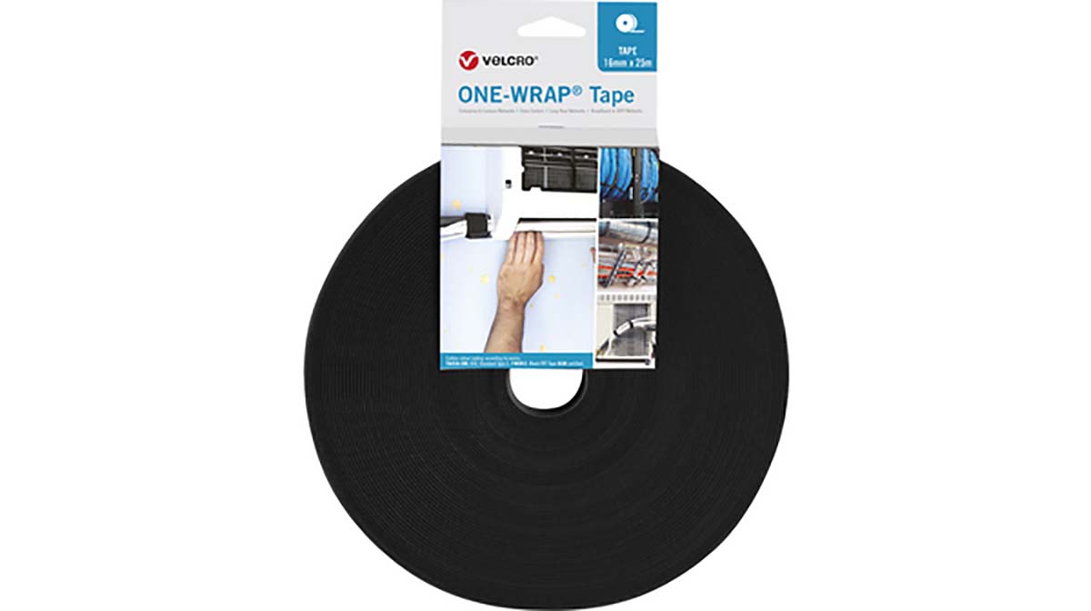 VELCRO® Fire retardant Black Hook & Loop Tape, 20mm x 25m