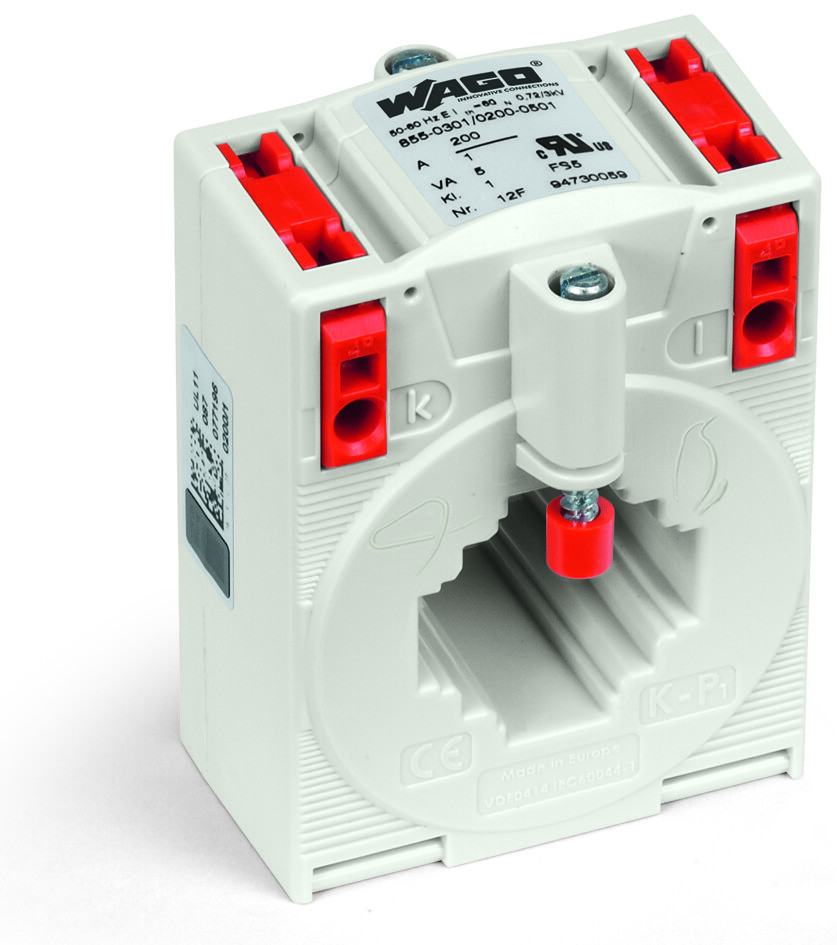 WAGO 855 Series DIN Rail Mounted Current Transformer, 200A Input, 1 A Output, 1200 V