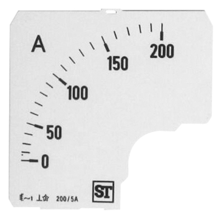 Sifam Tinsley 200A Meter Scale For Use With 72 x 72 Analogue Panel Ammeter