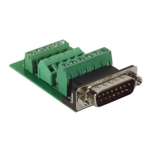 L-Com DGB 15 Way Through Hole D-sub Connector Plug, 2.77mm Pitch, with Boardlocks, Screw Locks