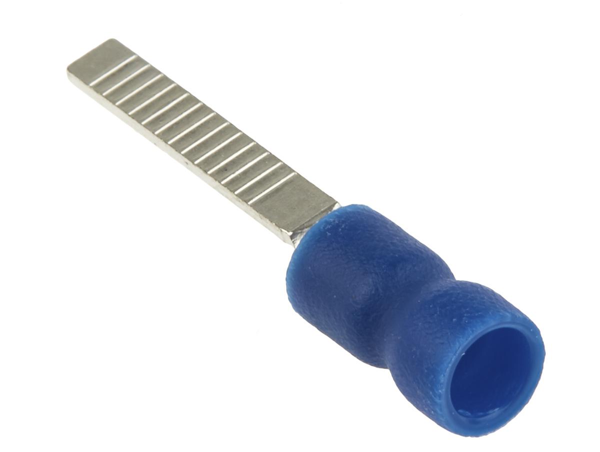 RS PRO Insulated Crimp Blade Terminal 18mm Blade Length, 1.5mm² to 2.5mm², 16AWG to 14AWG, Blue