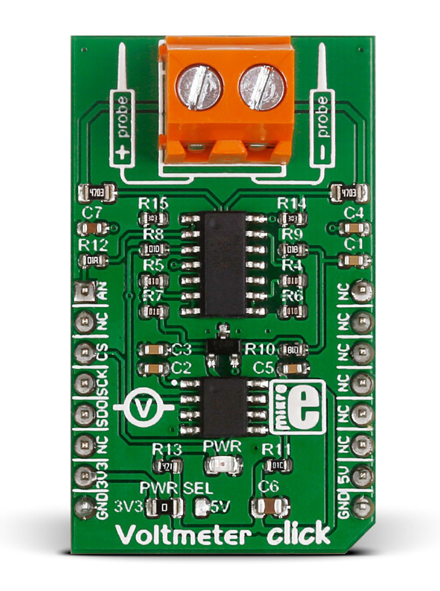 MikroElektronika Voltmeter Click Voltage Measurement for MCP3201 for MikroBus