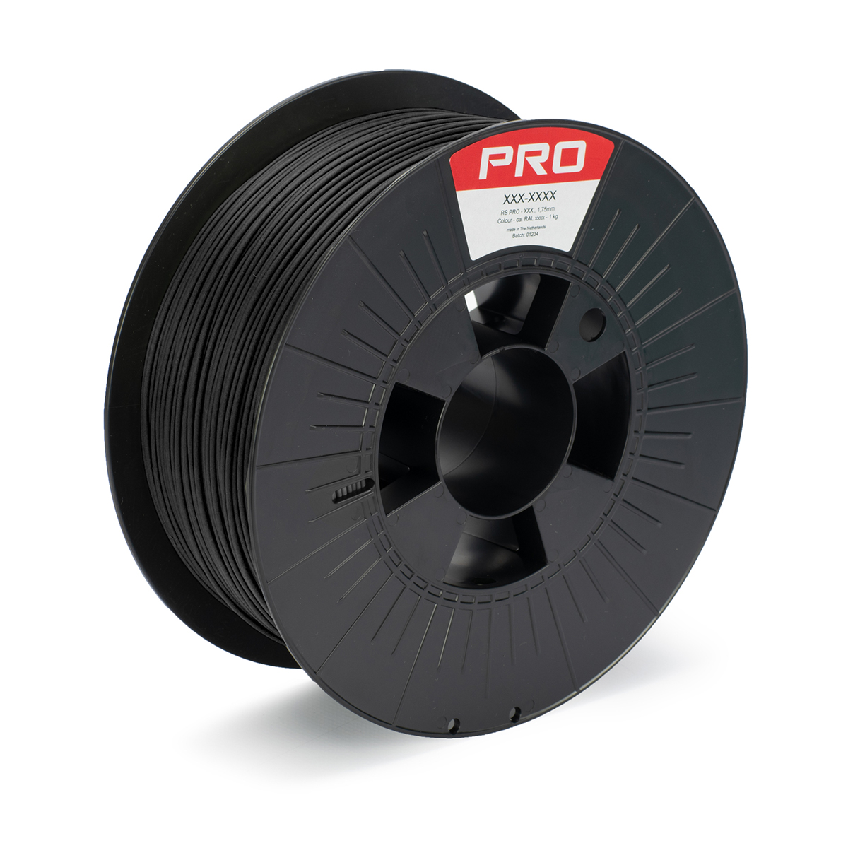 RS PRO 1.75mm Matte Black PLA Matt 3D Printer Filament, 1kg
