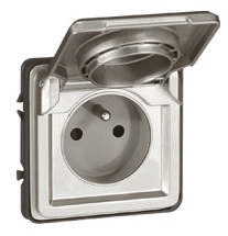 Legrand Soliroc Grey 1 Gang Plug Socket, 16A, Type E - French, Outdoor Use