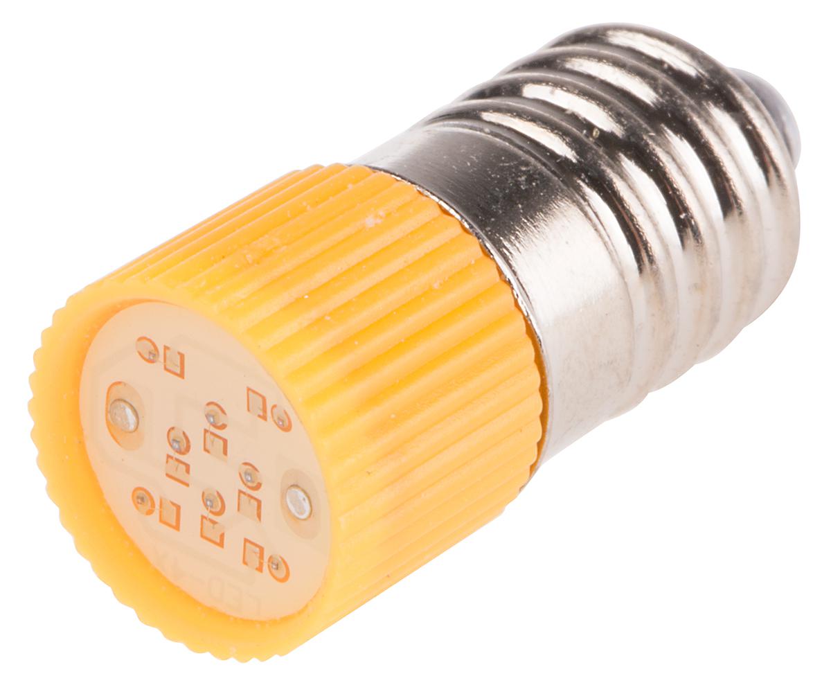 RS PRO Yellow LED Indicator Lamp, 28V ac/dc, E10 Base, 10mm Diameter, 120/110mcd
