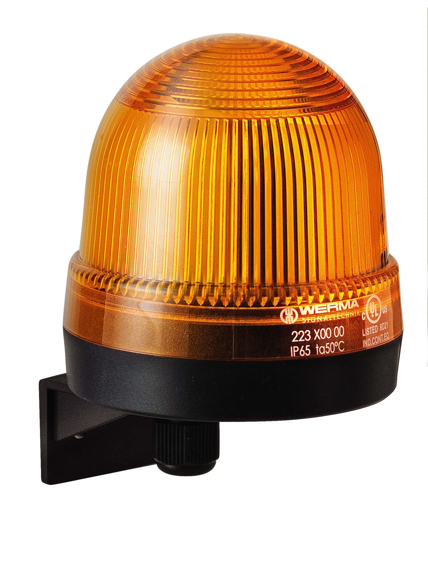 Werma 223 Series Yellow Continuous lighting Beacon, 12 → 230 V, Wall Mount, Filament Bulb