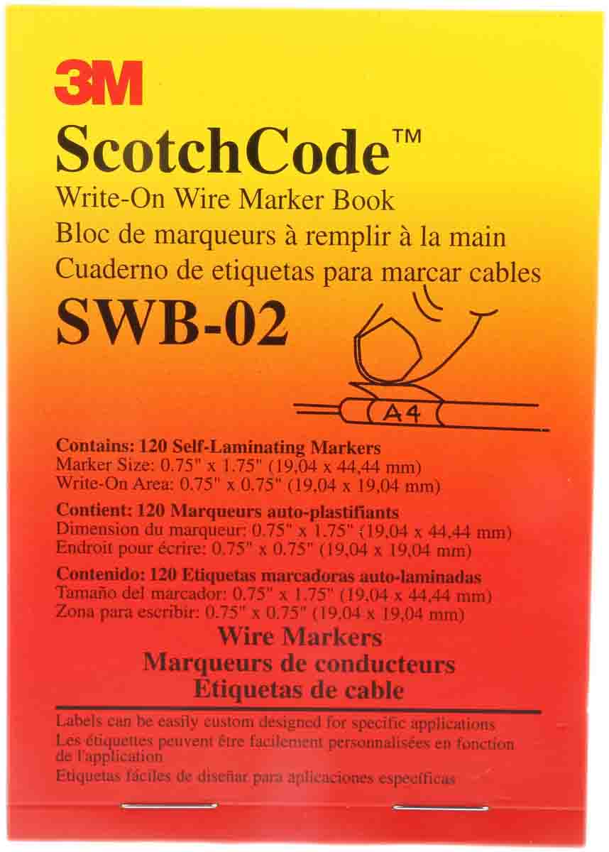 3M SWB -02 Adhesive Cable Marker Book, White, Pre-printed "Blank", 6 → 8mm Cable, SWB-02