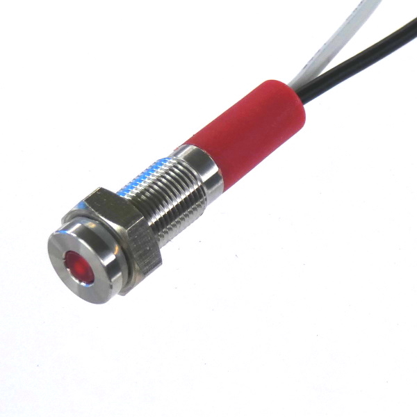 CML Innovative Technologies PL06SL Series Red Panel LED, 24V, 6mm Mounting Hole Size, Lead Wires Termination, IP67