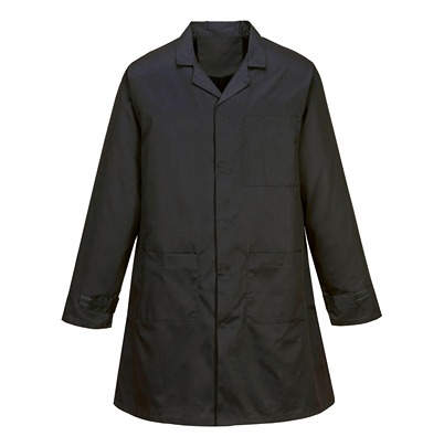 Portwest Black Unisex Reusable Lab Coat, M