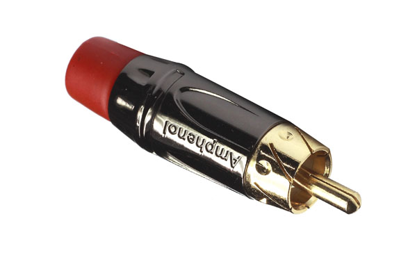 Amphenol Industrial Black Chrome Cable Mount RCA Plug, Gold, 10A