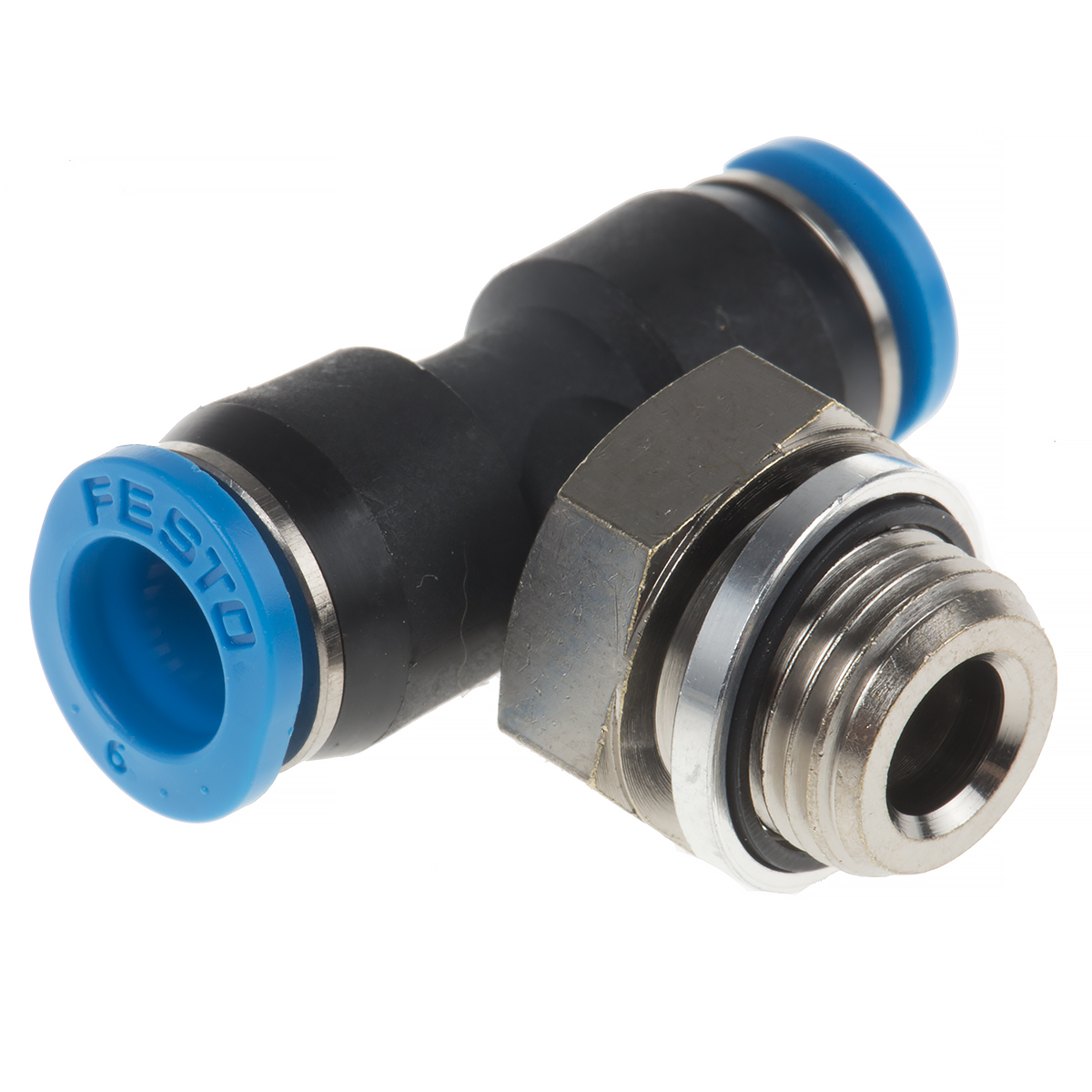 Festo QS Series Tee Threaded Adaptor, Push In 6 mm to Push In 6 mm, Threaded-to-Tube Connection Style, 186273