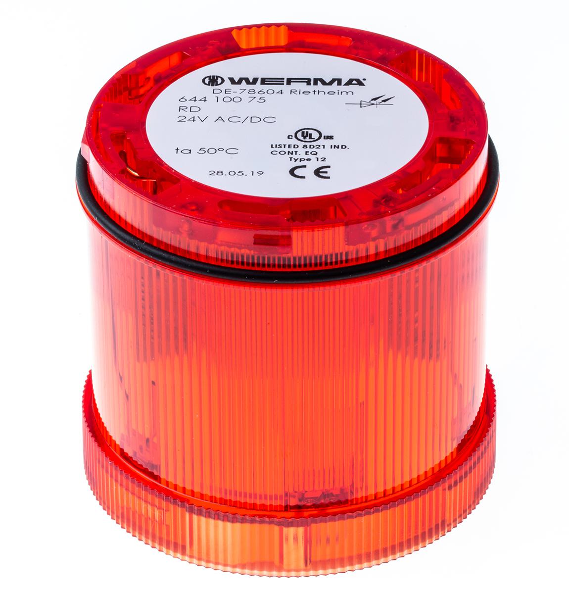 Werma KombiSIGN 71 Series Red Steady Effect Beacon Unit, 24 V, LED Bulb, AC, DC, IP65