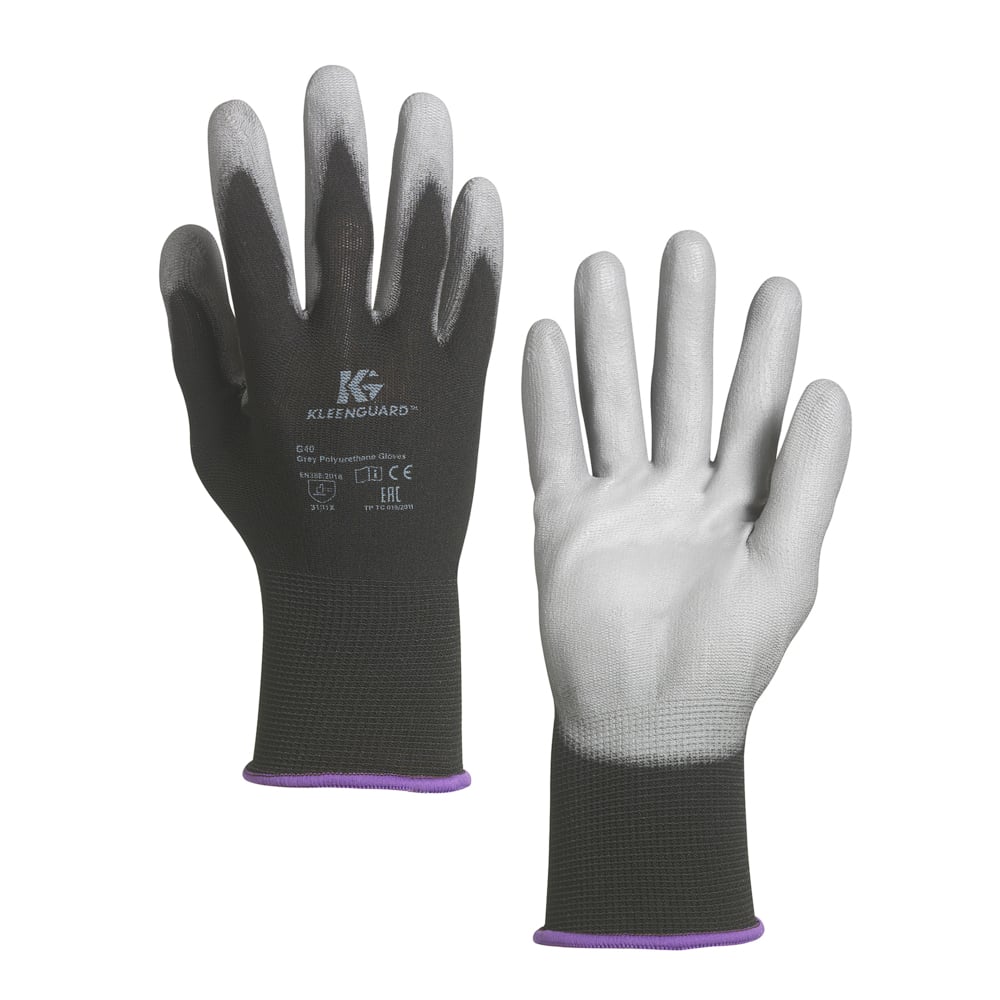 Kimberly Clark G40 Grey Nylon Polyurethane Glove, Size 8, Polyurethane Coating