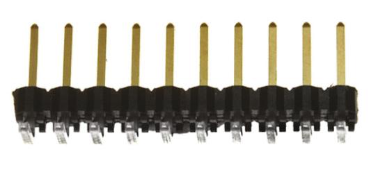 Samtec TSW Series Right Angle Through Hole Pin Header, 10 Contact(s), 2.54 mm Pitch, 1 Row, Unshrouded