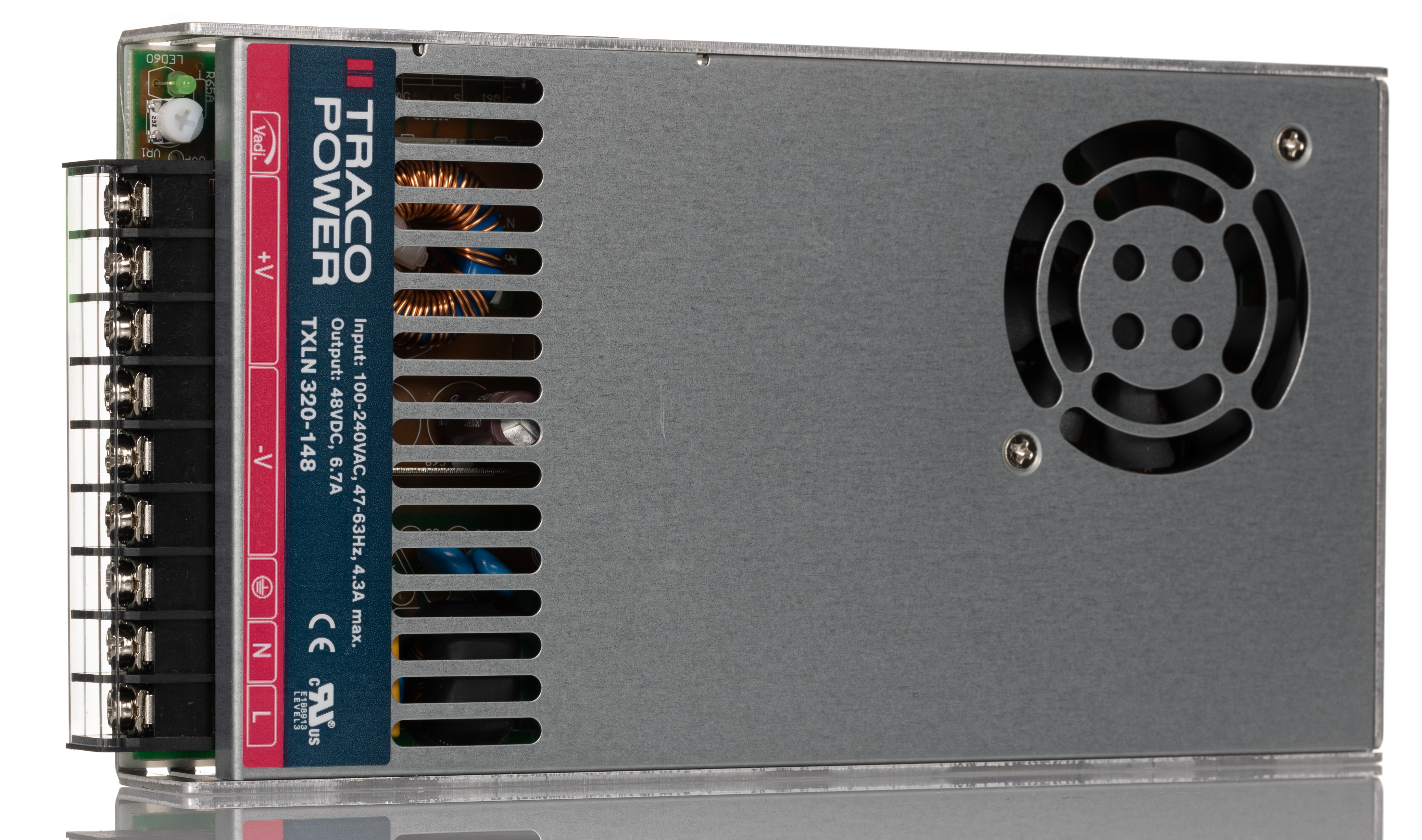 TRACOPOWER Switching Power Supply, TXLN 320-148, 48V dc, 6.7A, 322W, 1 Output, 85 → 264V ac Input Voltage