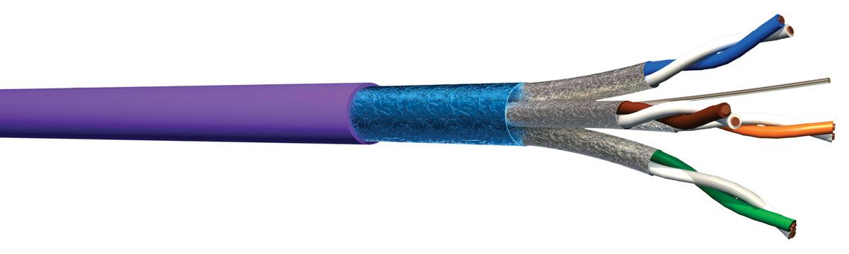 CAEMMC, 100m Cat6a, Purple, F/FTP Shielded, Unterminated LSZH Sheath