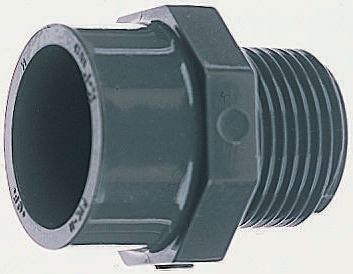 Georg Fischer Plastic Pipe Fitting, Straight Threaded Adapter, 20mm, R 1/2in to Cement 1/2in