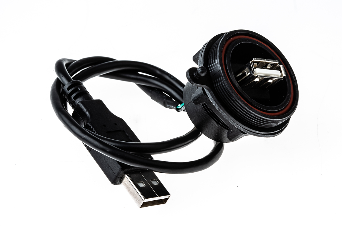 Bulgin Straight, Panel Mount, Plug- Single Port Type A 2.0 IP68, IP69K USB Connector