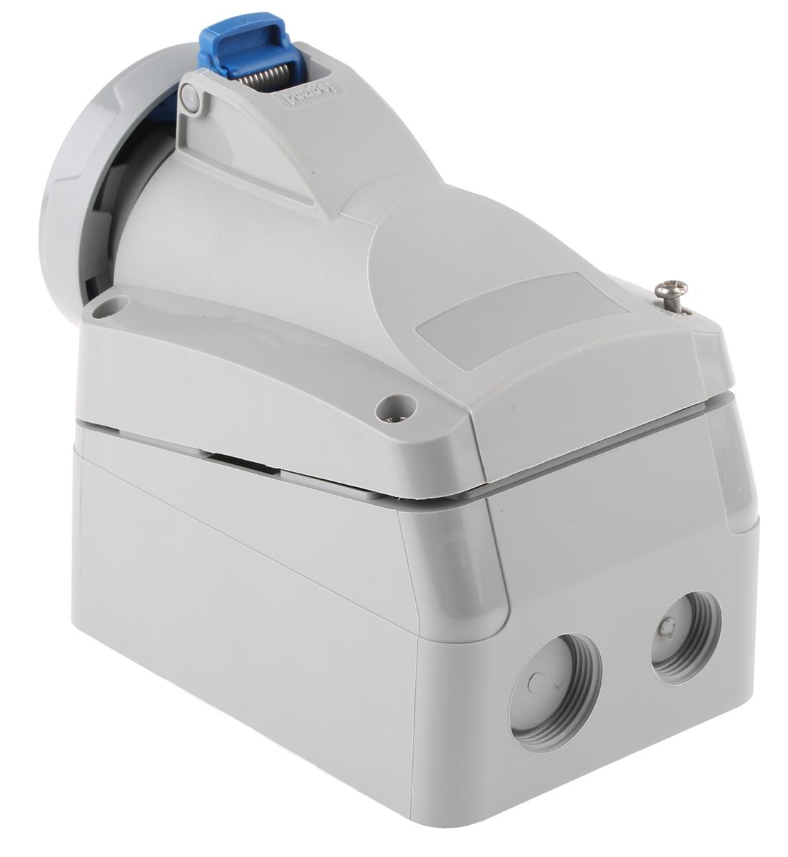 Legrand P17 Tempra Pro Series, IP66, IP67 Blue Surface Mount 2P+E Industrial Power Socket, Rated At 16A