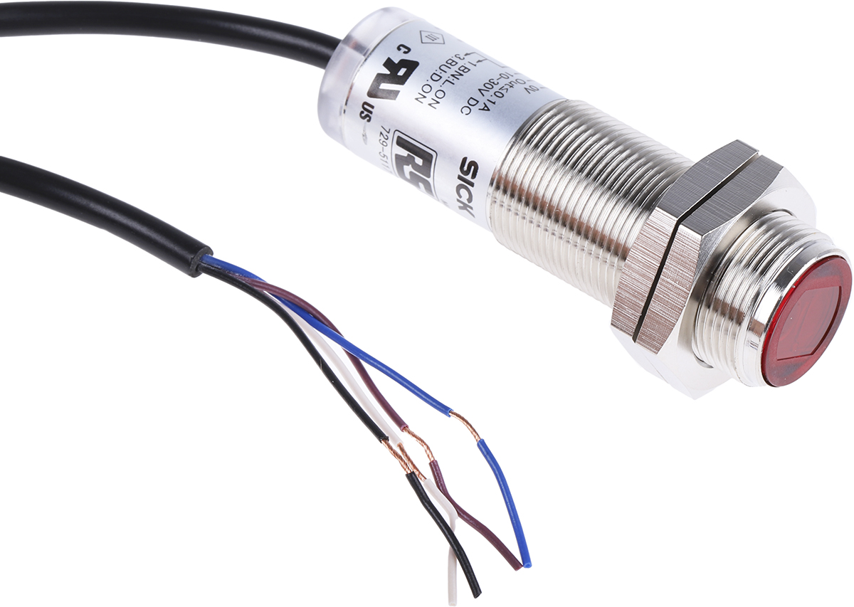RS PRO Retroreflective Photoelectric Sensor, Barrel Sensor, 50 mm → 7 m Detection Range