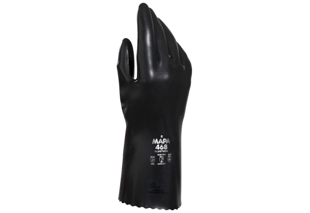 Mapa FLUOTECH 468 Black Fluorelastomer Work Gloves, Size 8