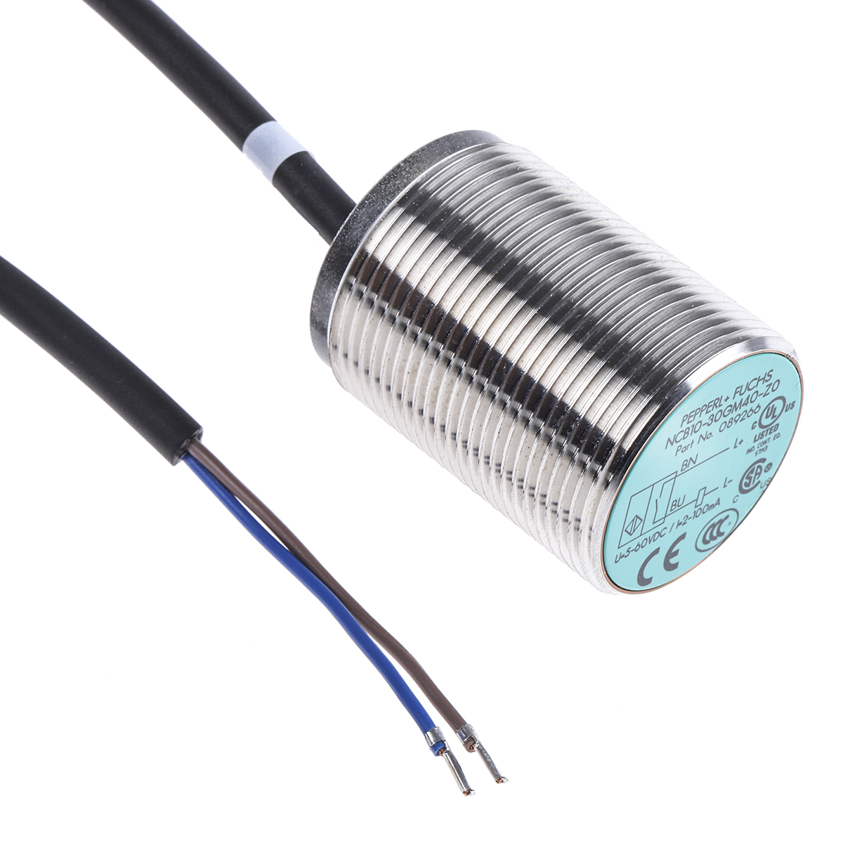 Pepperl + Fuchs Inductive Threaded Barrel Proximity Sensor, M30, 10 mm Detection, 2-Wire NO, 5 → 60 V dc