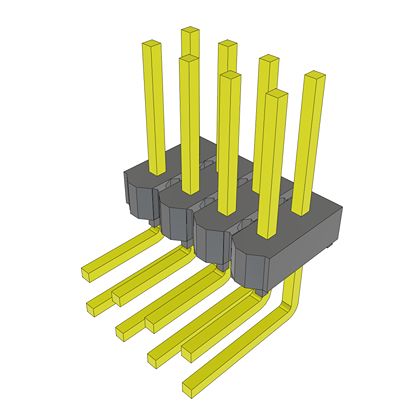 Samtec HMTSW Series Right Angle Through Hole PCB Header, 8 Contact(s), 2.54 mm Pitch, 2 Row, Unshrouded