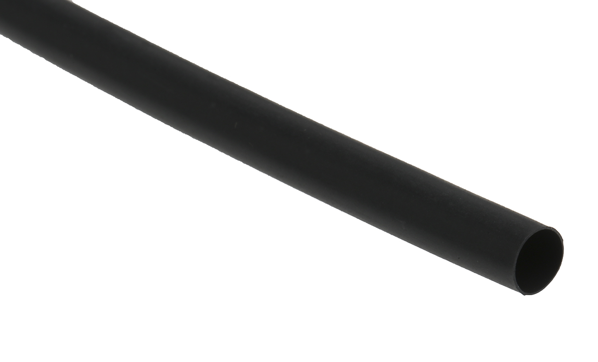 TE Connectivity Heat Shrink Tubing, Black 4.8mm Sleeve Dia. x 1.2m Length 2:1 Ratio, RNF-100 Series