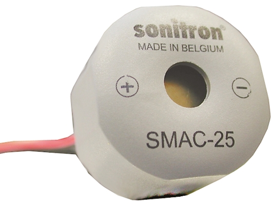 Sonitron 93.5dB Panel Mount Continuous Internal Buzzer, 25 x 18mm, 5V dc Min, 16V dc Max