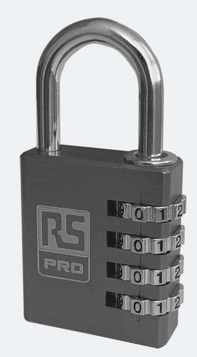 RS PRO Combination Aluminium Combination Padlock, 6mm Shackle, 40mm Body