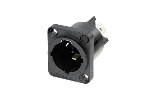Neutrik, NAC3MPX IP65 Black Panel Mount 2 + PE Industrial Power Plug, Rated At 16A, 250 V ac