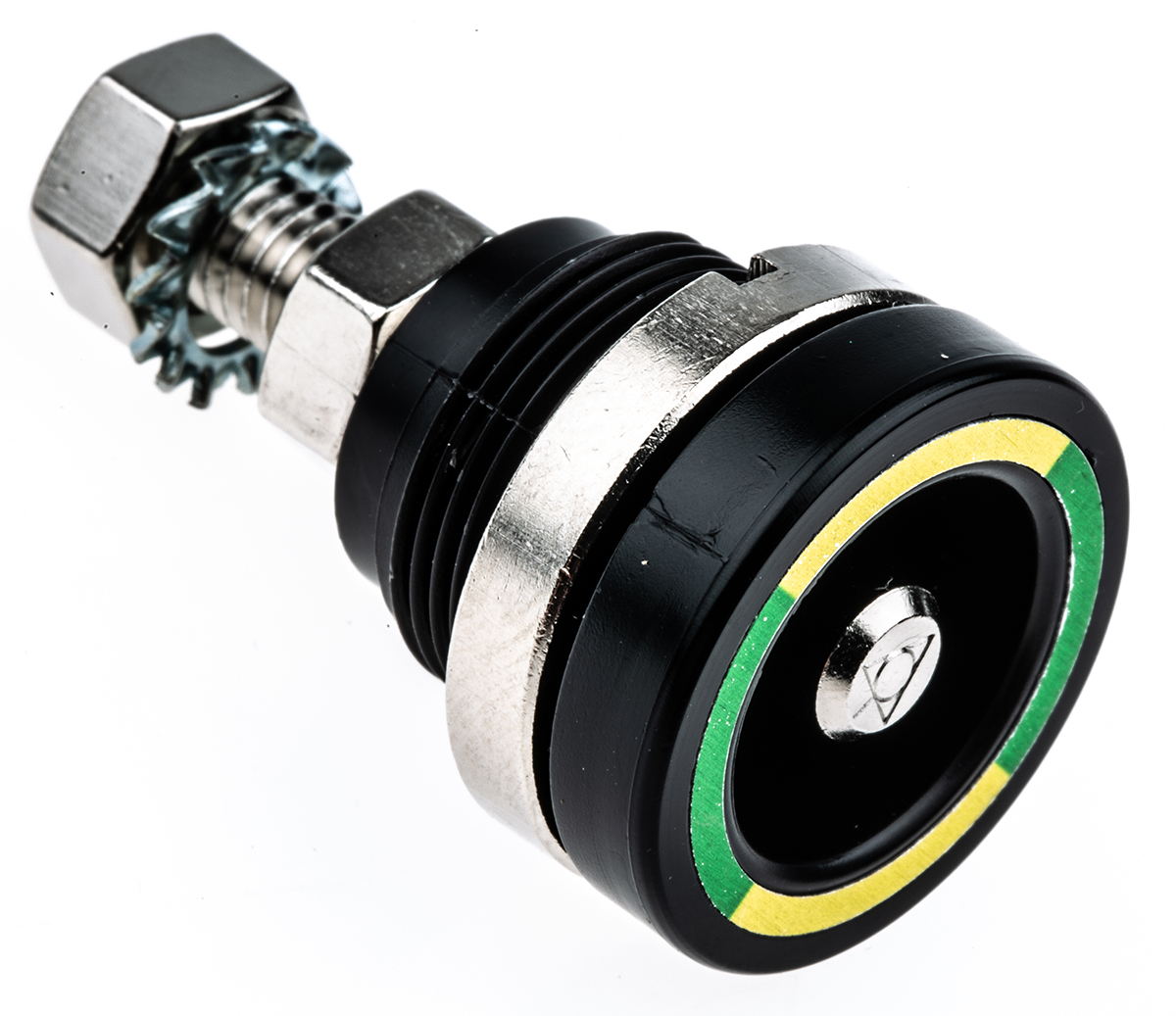 Staubli Green/Yellow Female Test Socket, 6 mm Connector, Nickel Plating