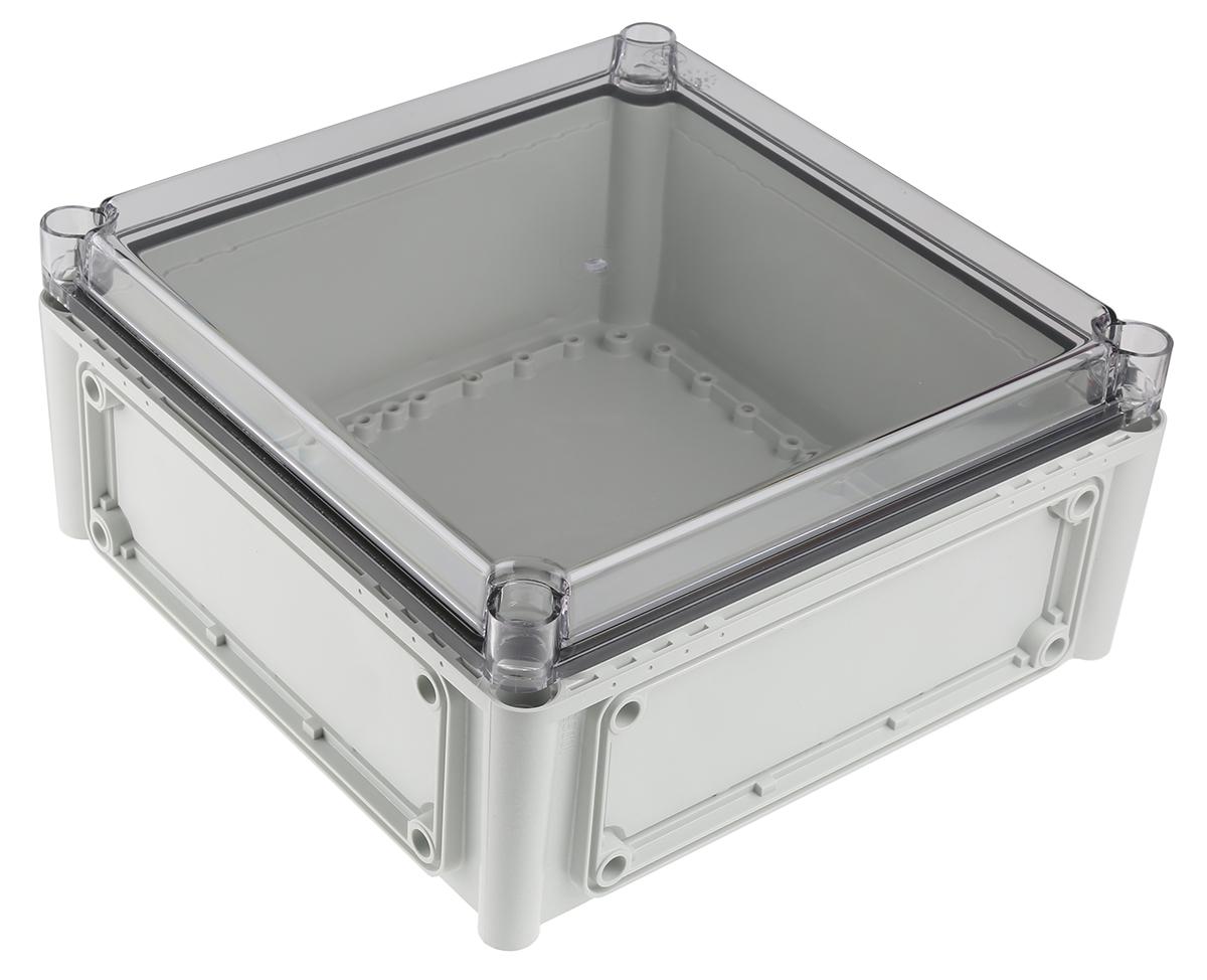 Fibox EK Series Grey Polycarbonate Enclosure, IP66, IP67, Flanged, Transparent Lid, 280 x 280 x 130mm