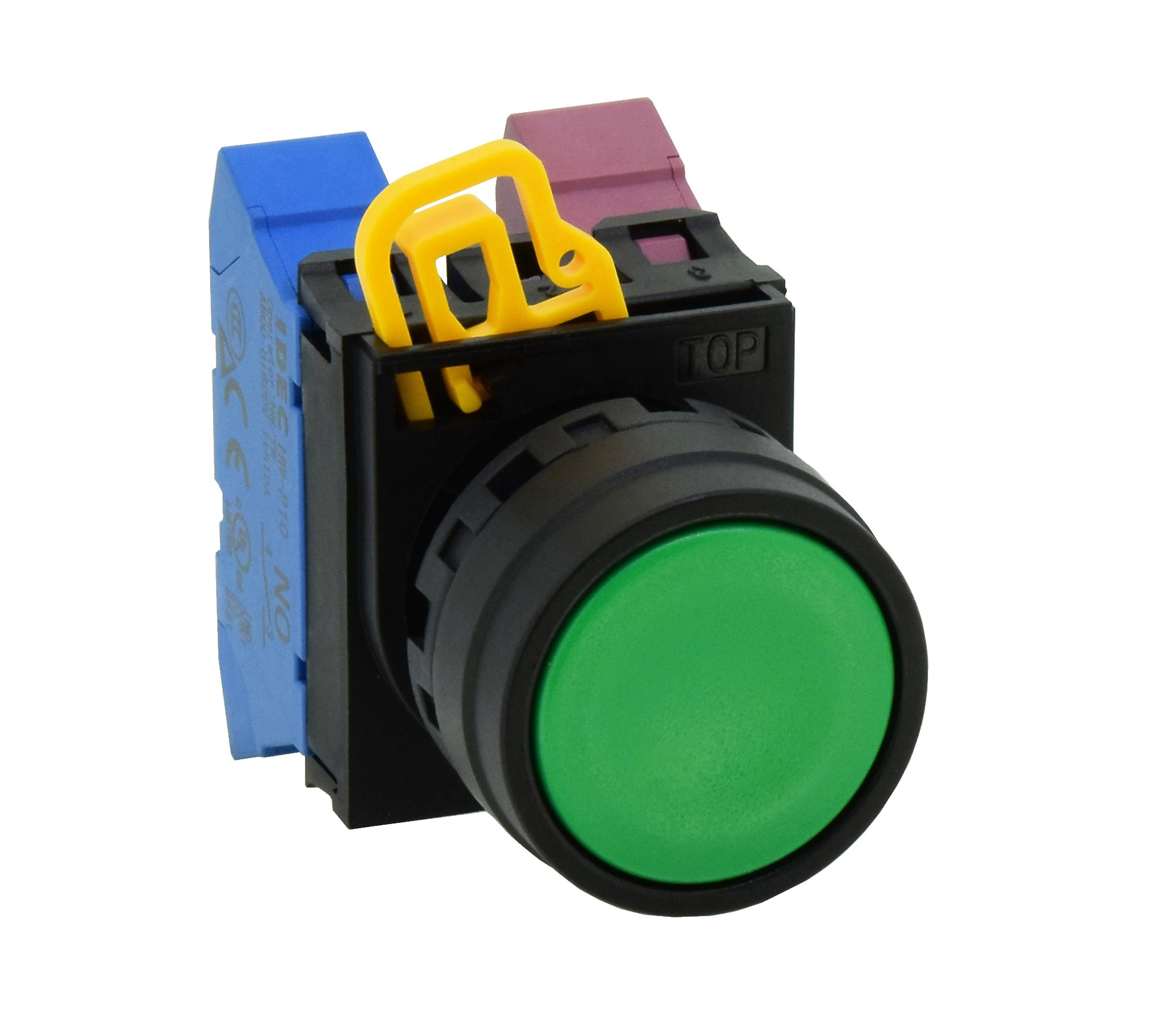 Idec YW1B Series Black Maintained Push Button Head, 22mm Cutout, IP67, IP69K