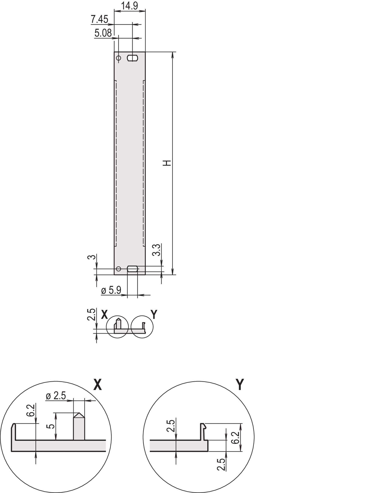 nVent SCHROFF 30849 Series Aluminium Front Panel, 128.4 x 14.9mm