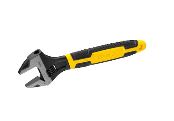 Stanley Adjustable Wrench, 350 mm Overall, Straight Handle