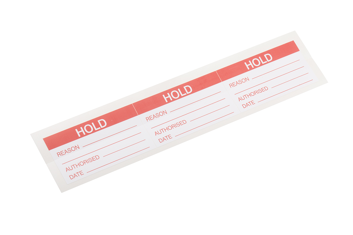 RS PRO Adhesive Pre-Printed Adhesive Label-Hold-. Quantity: 30