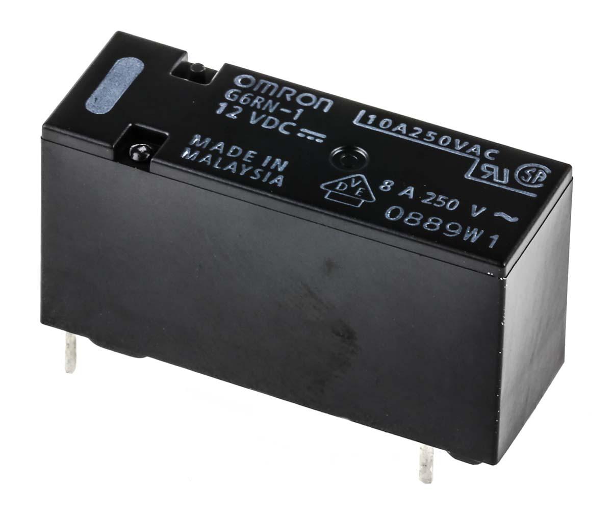Omron PCB Mount Power Relay, 12V dc Coil, 8A Switching Current, SPDT