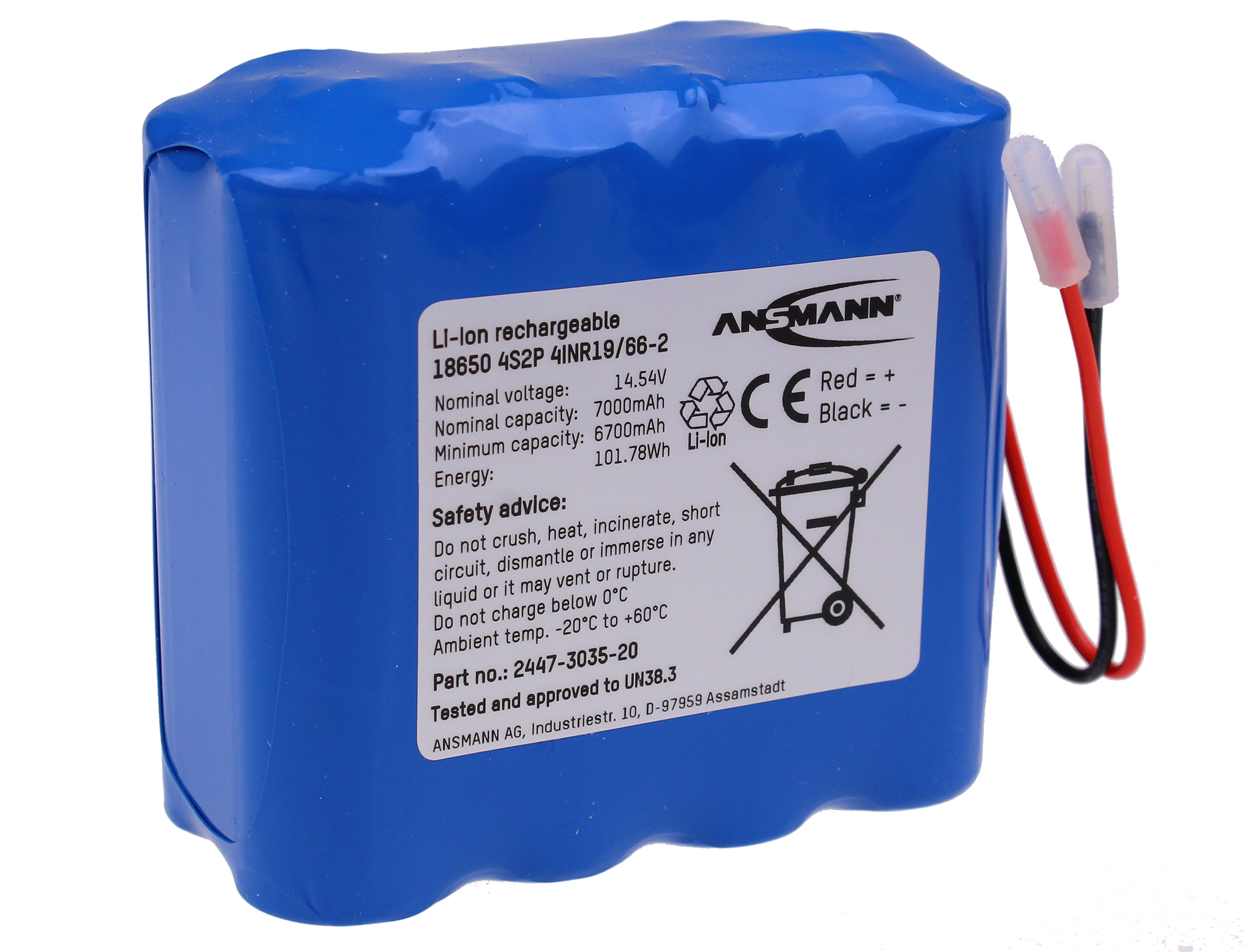 Ansmann 14.54V Lithium-Ion Rechargeable Battery Pack, 7Ah - Pack of 1