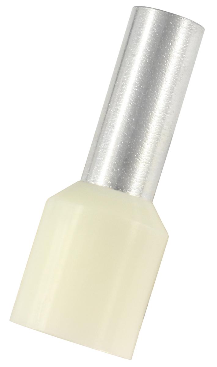 RS PRO Insulated Crimp Bootlace Ferrule, 12mm Pin Length, 4.5mm Pin Diameter, 10mm² Wire Size, Ivory