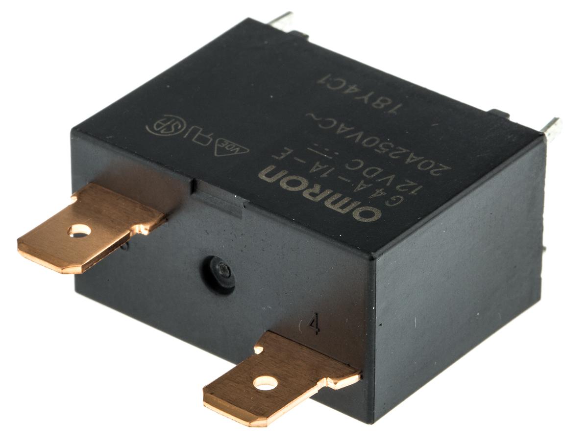 Omron Plug In Power Relay, 12V dc Coil, 20A Switching Current, SPST