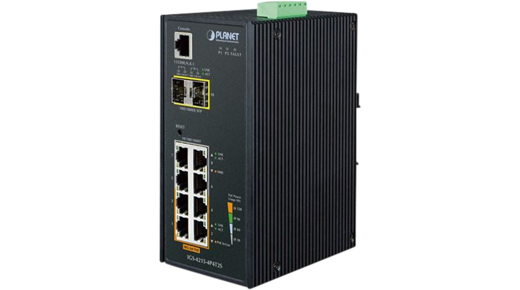 Planet IGS-4215-4P4T2S, Managed 10 Port Industrial Ethernet Switch With PoE