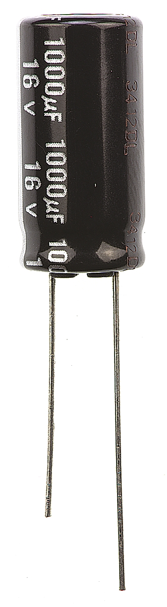 Panasonic 1000μF Aluminium Electrolytic Capacitor 16V dc, Radial, Through Hole - EEUEB1C102