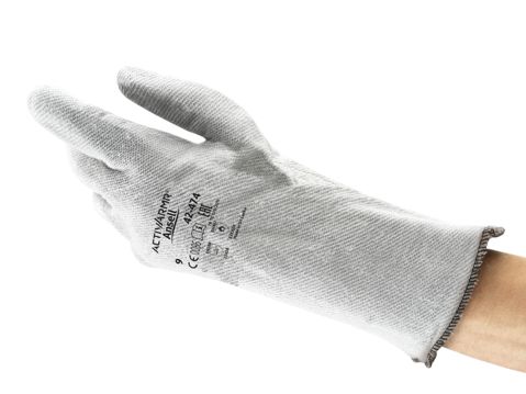 Ansell ActivArmr Grey Polyester Cotton Fibre Work Gloves, Size 9, Nitrile Coating